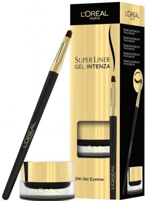 Podzimní líčení L'Oréal Paris Super Liner 24h Gel Eyeliner gelové oční linky 1 Pure Black 2,8 g